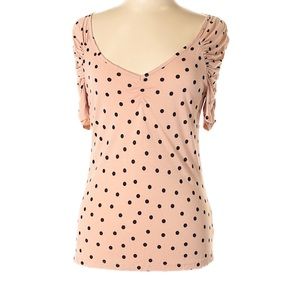 H&M Black Polka Dot V-Neck Pink Blouse